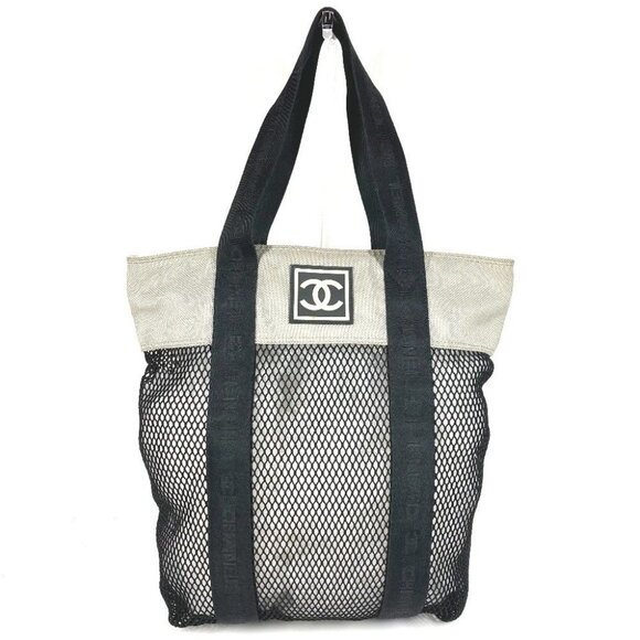 CHANEL Sports CC CC Mark logo mesh Tote Bag with Pouch, Vertical Shoulder Bag - Picture 1 of 16